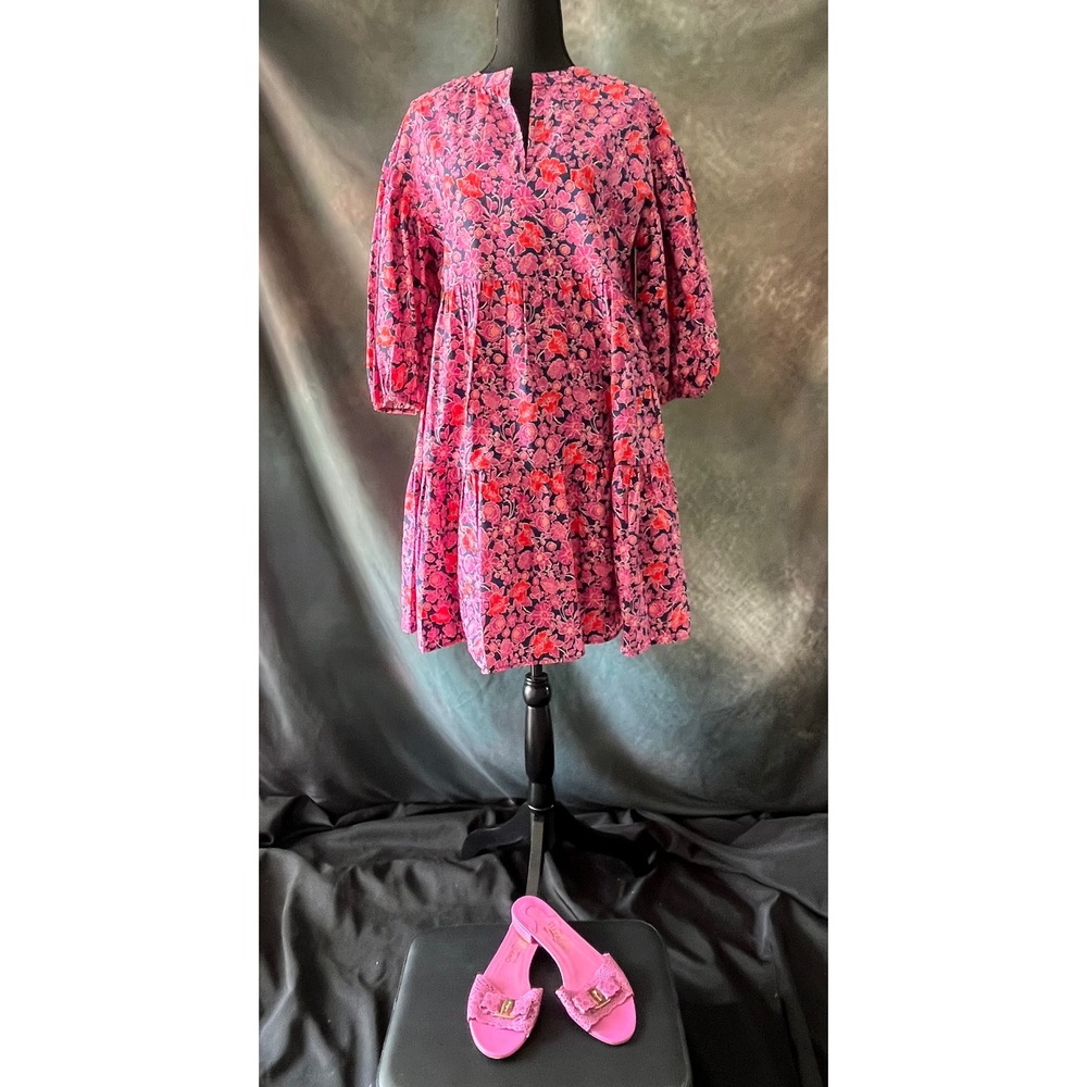 Sundry for Evereve Floral Print Tiered Mini Dress Bohemian‎ Casual Size Small